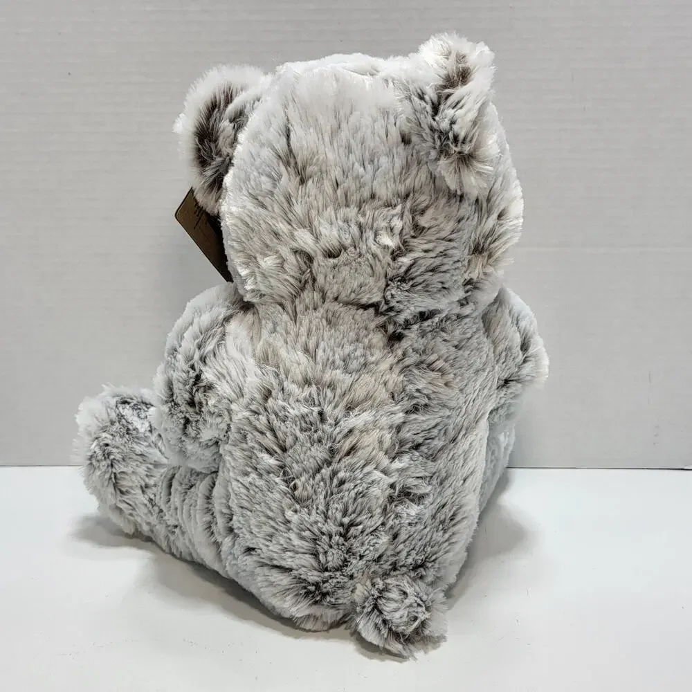 Grey Christmas Teddy Bear Plush Stuffed Soft and Cuddly Red Bow Petting‎ Zoo VTG